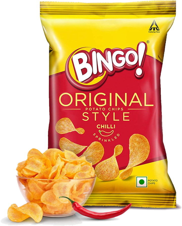 Bingo ओरिजिनल स्टाइल चिली स्प्रिंकल्ड का पैकेट
